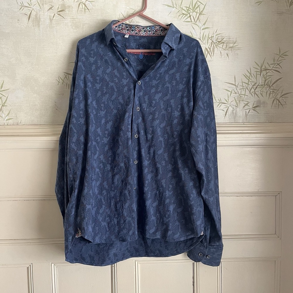 Luciano Visconti My Favorite Shirt Long Sleeve Button Down Blue Cotton Blend XXL